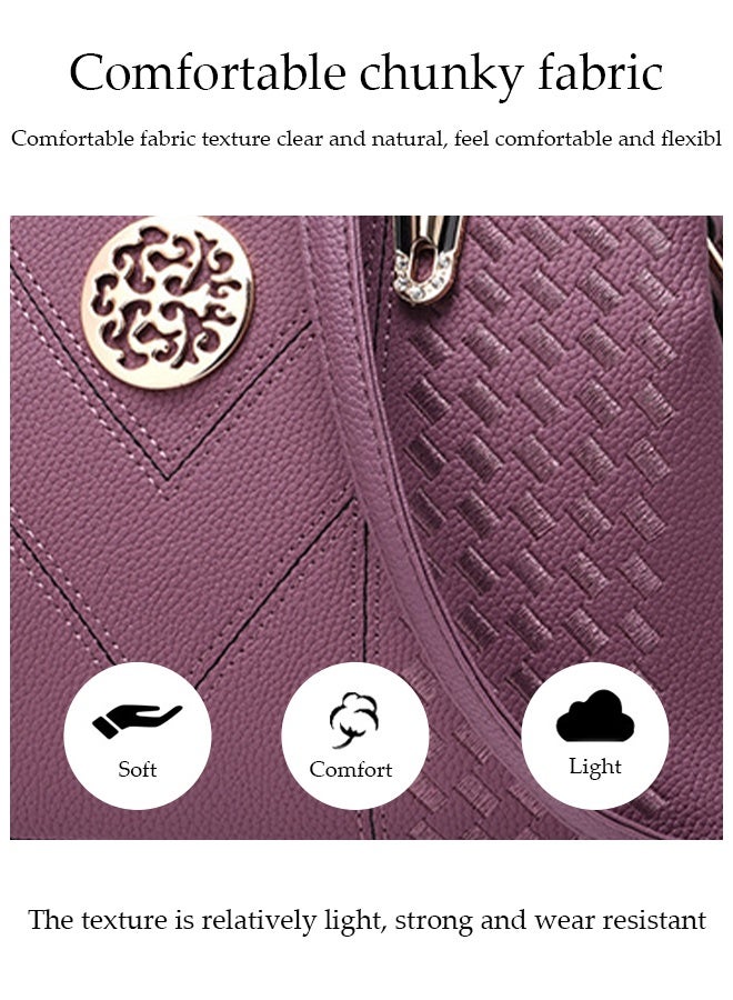 DUNISO Fashionable Embroidered Women's Handbag，Shoulder Bag，High-capacity，Messenger Bag，Suitable for Business Commuting，Purple - Image 4