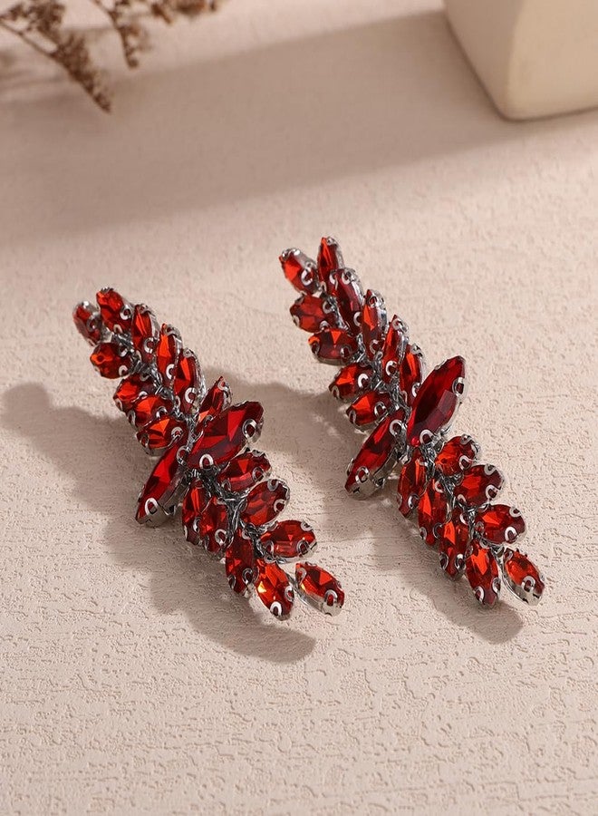 Rumtock Simple Design Red Crystal Hair Clip Set for Wedding Women Silver Hair Piece Bridal Bridesmaid Handmade Jewelry (Red) - Image 2