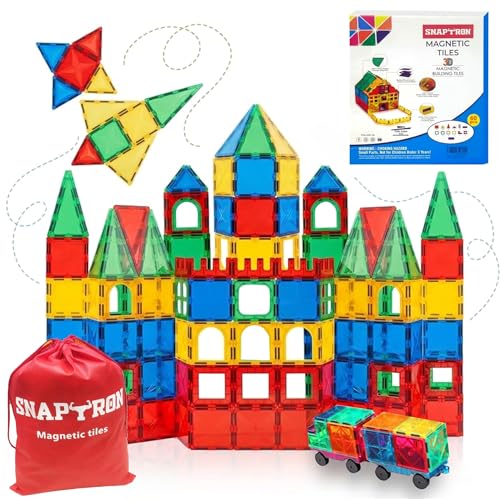 SNAPTRON Magnetic Blocks for Kids Tiles -104Pieces Set Gifts for Girls, Boys, Magnetic Blocks for Kids 3+ Years, 4 5 6 7 8 9 10/ Constructing & Learning Builder Educational Magnatiles Game - Image 1