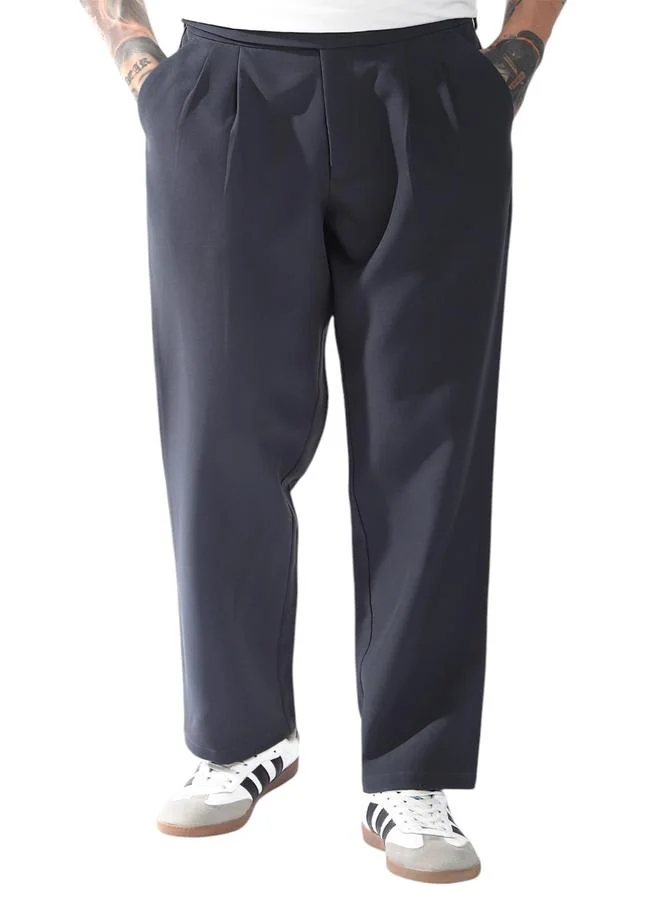 Hubberholme Men Relaxed Fit Wrinkle Free Wash Pleated Korean Pants