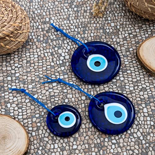 Erbulus Turkish Blue Evil Eye Wall Hanging Ornament - Turkish Nazar Beads - Ojo Turco - Triple Evil Eye Home Protection Charm Set of 3 - Wall Decor Amulet in a Box (Blue) - Image 5