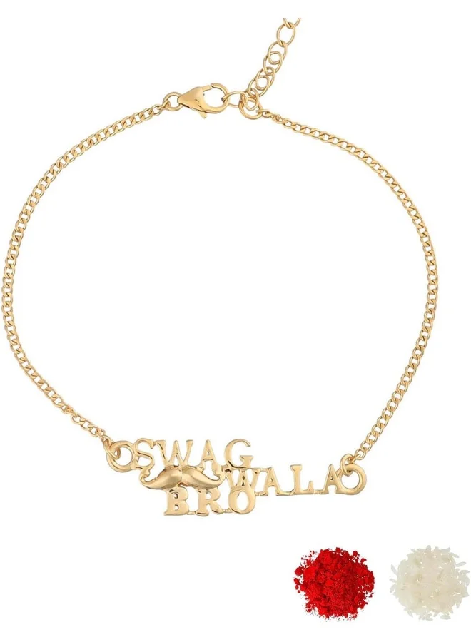 VOYLLA Silver Gold Micron Plated Swag Rakhi