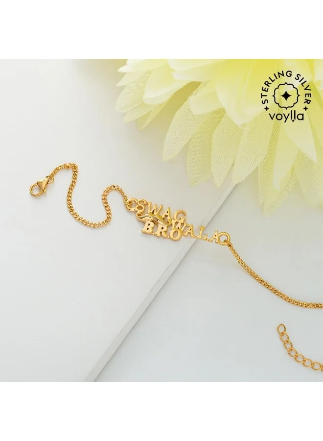 VOYLLA Silver Gold Micron Plated Swag Rakhi