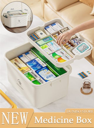 Medicine Box Plastic Medicine Storage Box Family Emergency Kit Medical Kit 2 Layers Home First Aid Box Child Proof Medicine Box Organizer Pill Case with Compartments and Handle - pzsku/Z4B9A9DB2464F1F23650CZ/45/_/1704954746/5652f604-4e47-4694-a8a2-511b3ea1ca33