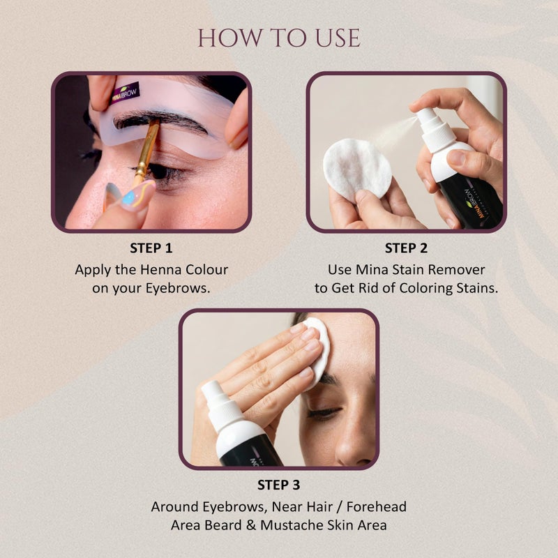 MinaiBrow مزيل صبغة الحناء مينا، يزيل لون الشعر بلطف من فروة الرأس، والجلد حول الحواجب، والشعر، واللحية، والشارب بسرعة ولطف 200 مل - Image 5