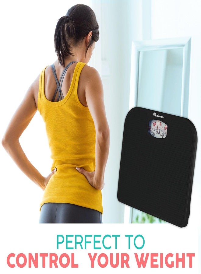 Adamson A21 Analog Scales for Body Weight - Up to 300 LB - New - Anti-Skid Rubber Surface - Large Numbers - Analog Bathroom Scale - Affordable - Durable with 20-Year Assurance - Full Black - Image 4