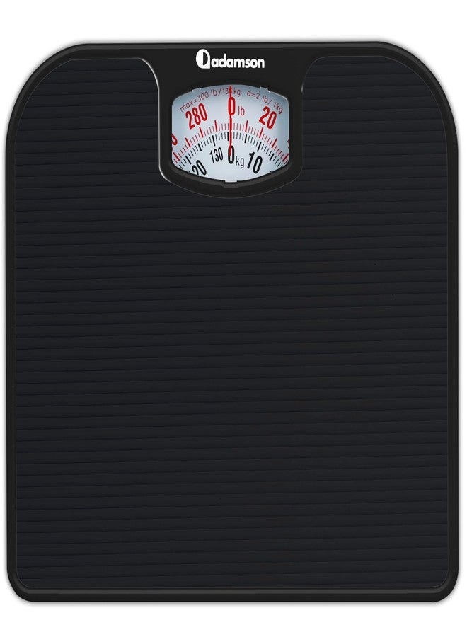 Adamson A21 Analog Scales for Body Weight - Up to 300 LB - New - Anti-Skid Rubber Surface - Large Numbers - Analog Bathroom Scale - Affordable - Durable with 20-Year Assurance - Full Black - Image 1