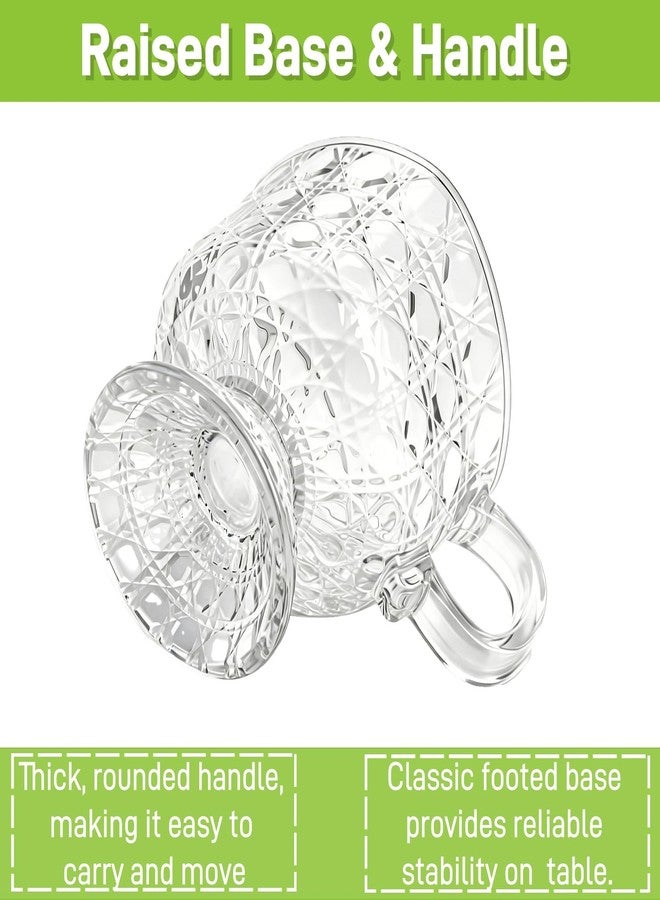 ZAVOOS Set of 6 Glass Dessert Bowl, 8 Oz Glass Ice Cream Cups with Handle, Vintage Diamond Pattern Footed Sundae Cup Pudding Dishes for Parfait, Trifle, Fruit, Appetizer - Image 4