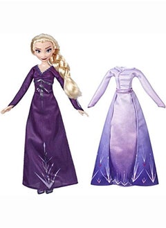 Disney FROZEN Frozen Arendelle Fashions Elsa Fashion Doll With 2 Outfits Purple Nightgown & Dress Inspired By 2 Movie Toy For Kids 3 Years Old & Up Brown  - Image 1