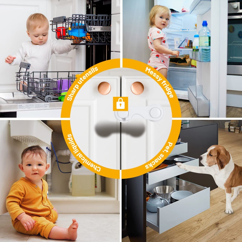 TRILINK Cabinet Locks for Babies 10 Pack, Baby Proofing Baby Safety Locks, Child Locks for Cabinets, Fridge Locks for Kids, Strong Adhesive No Drilling-Durable-Multifunctional for Furniture Kitchen - Image 4
