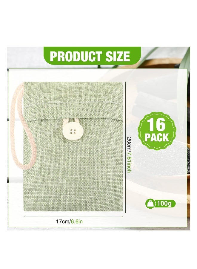 Bamboo Charcoal Air Purifying Bag, Activated Charcoal Bags Odor Absorber, Hanging Handles, Natural Car Air Freshener, Shoe Deodorizer, Odor Eliminators for Home, Pets, Closet (Green) (16 Pack) - Image 3
