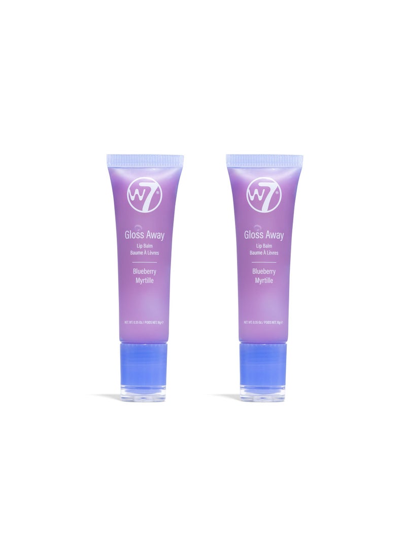 W7 W7 Gloss Away Lip Balm - 2 Piece Set - Nourishing Lip Balm Formula With Shea Butter - Blueberry 