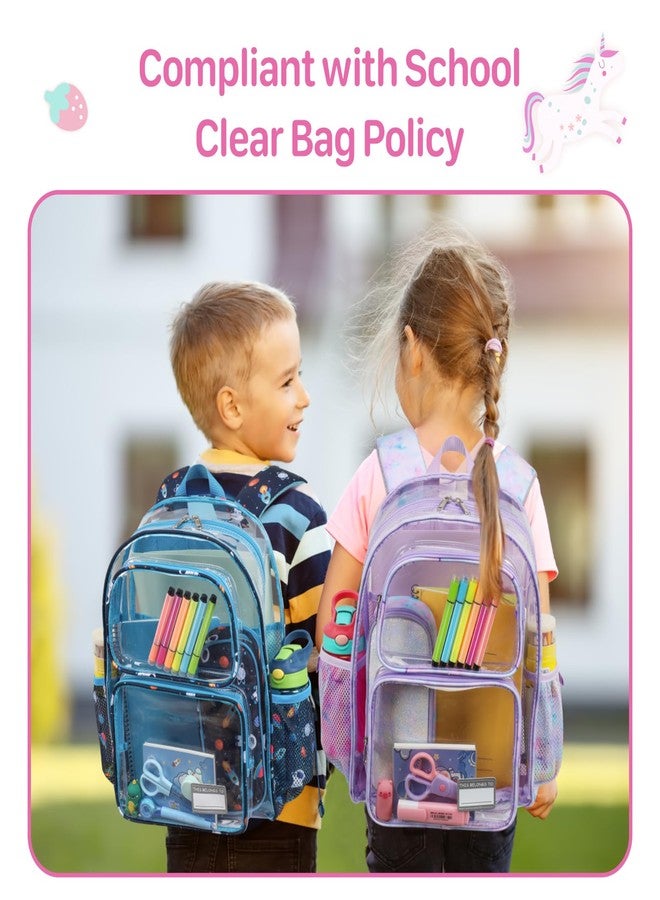 Bagseri Clear Backpack for Girls - 15 Inch Clear Bookbag for Kids Aged 3 to 8 Heavy Duty Transparent Backpack for School, Cute See Through Bag with Reflective Strip, Purple Tie-dye - Image 2