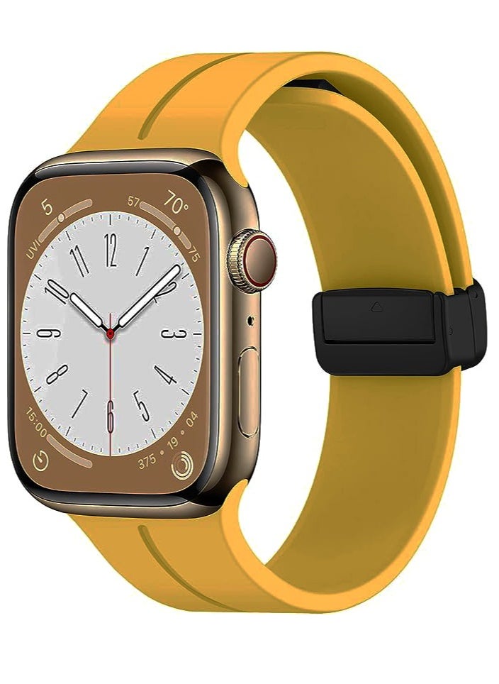 Generic - Strap Apple Watch Band 49mm 45mm 44mm 42mm Watch Strap Band Waterproof Band With Buckle - Yellow - Image 1