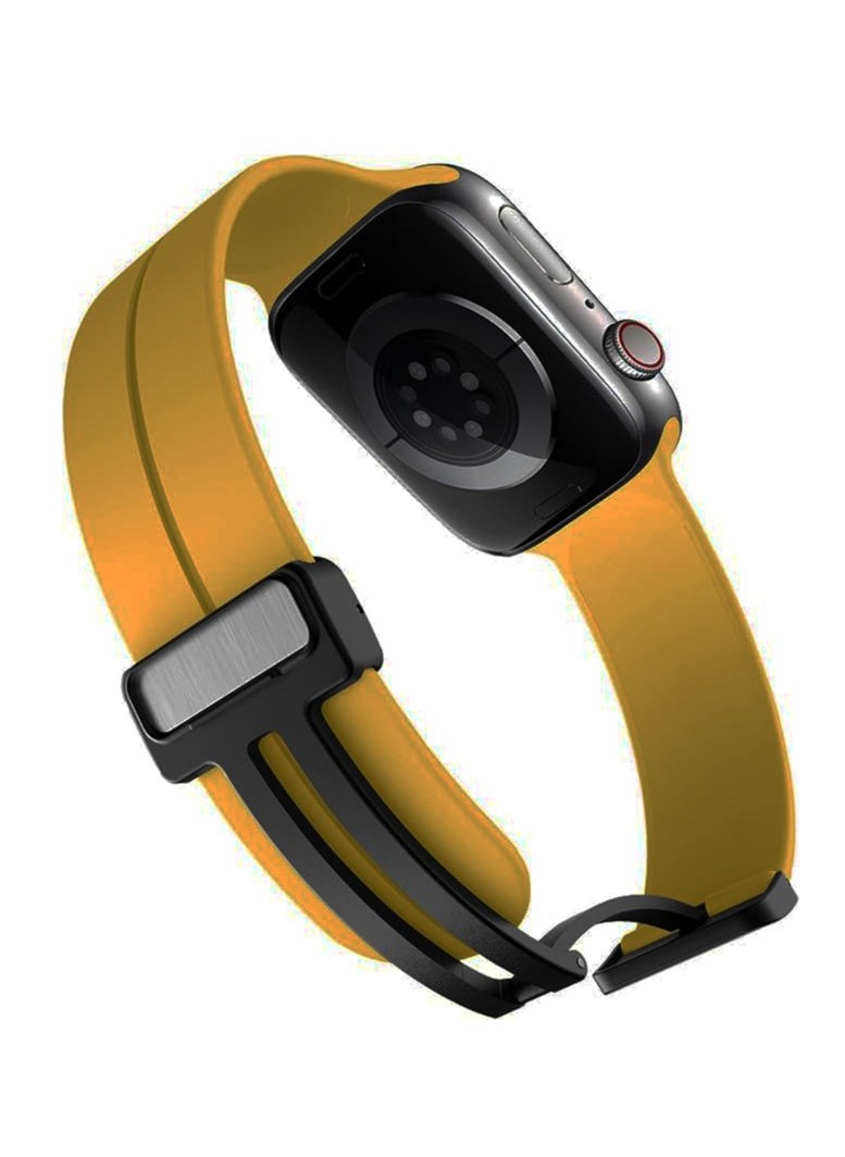 Generic - Strap Apple Watch Band 49mm 45mm 44mm 42mm Watch Strap Band Waterproof Band With Buckle - Yellow - Image 1