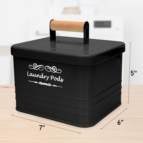 ELITAPRO Modern Farmhouse Laundry Pods Container - Metal Detergent Pods Holder with Lid for Laundry Room Decor & Accessories - Organization & Storage - Image 5