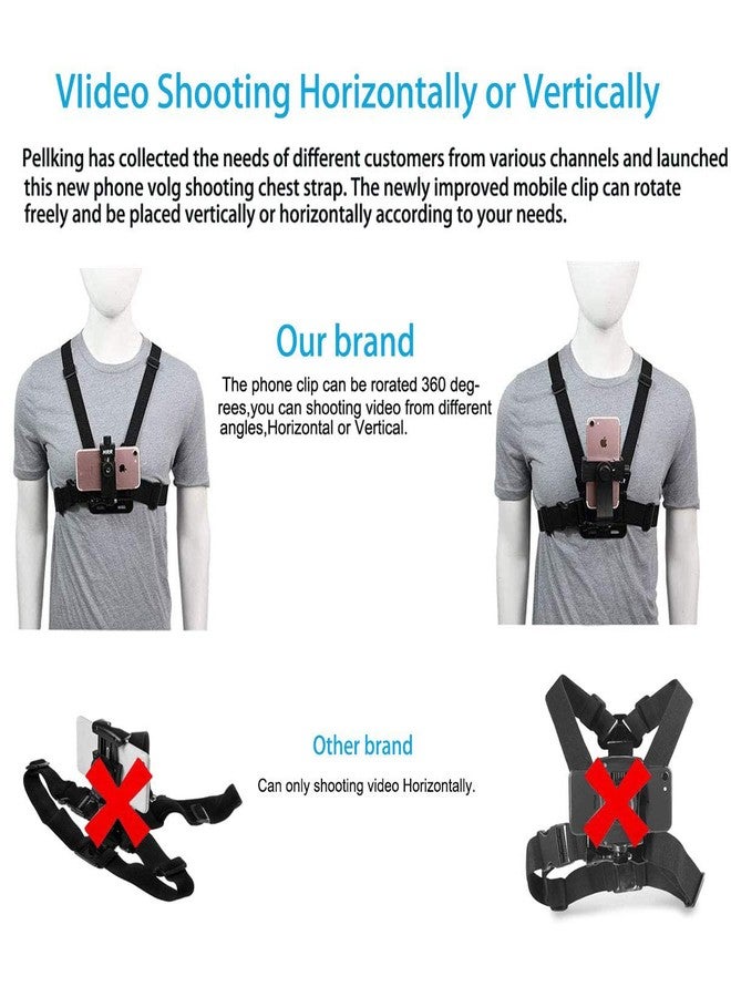 PELLKING Mobile Phone Chest Strap Mount,Harness Strap Holder Universal Cell Phone Clip for Action Camera POV Compatible with Gopro Akaso Samsung iPhone etc - Image 4