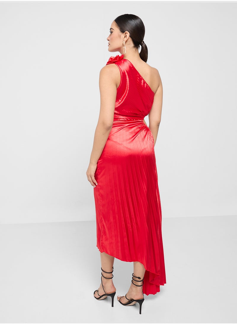 ELLA One Shoulder Pleated Dress  - Image 2