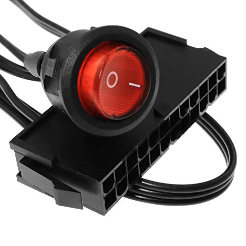 SQXBK 24-Pin Female ATX PSU Power Supply Starter On/Off Switch Jumper Bridge with Braided Cable and Red Light - Image 3