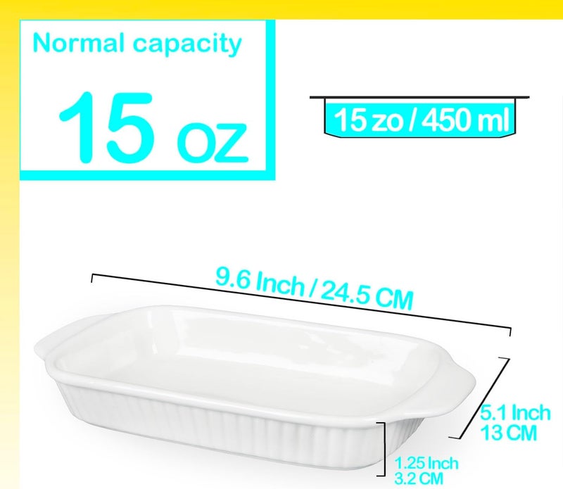 dingdaer Ceramic Small baking dish 8 x 5 Small Au Gratin Baking Dish with Handles, Set of 4, 15 Oz Casserole Dishes, for Oven Roasting, for Individual portion, Lasagna, Pie, Gratin, Kitchen Home - Image 3