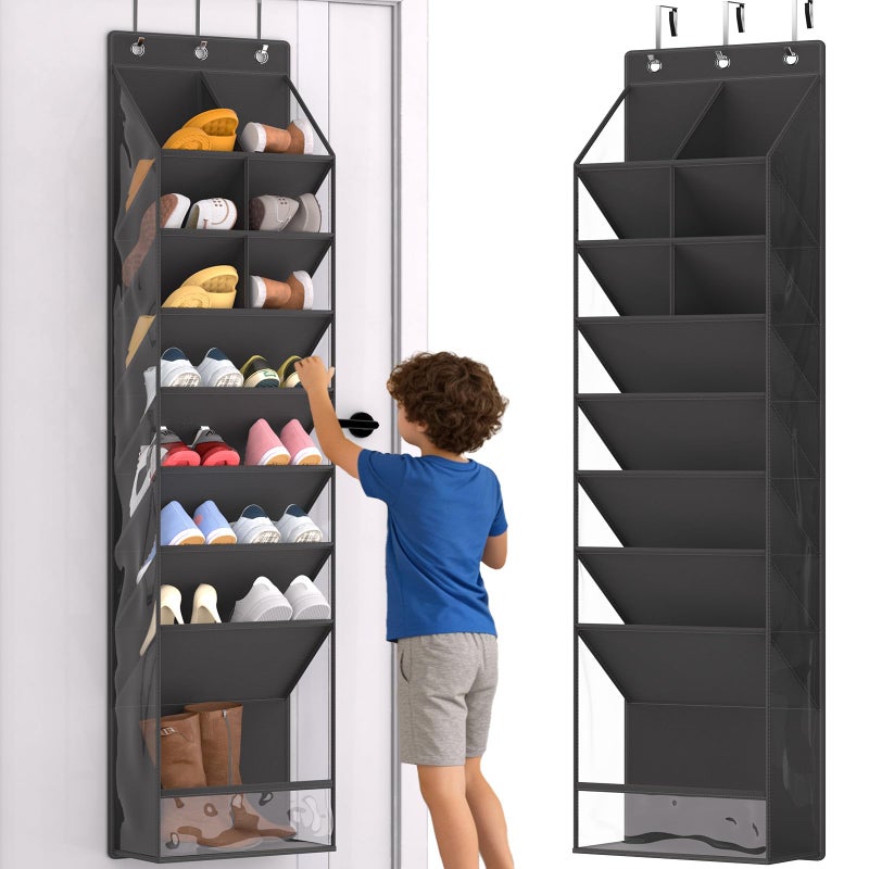 VERONLY Over the Door Shoe Organizer, Hanging Shoe Rack for Closet with 16-20 Pairs Capacity, Foldable Storage for Shoes, Boots, Sneakers, for Dorm Room, Apartment, Small Spacesï¼ˆBlack - Image 1