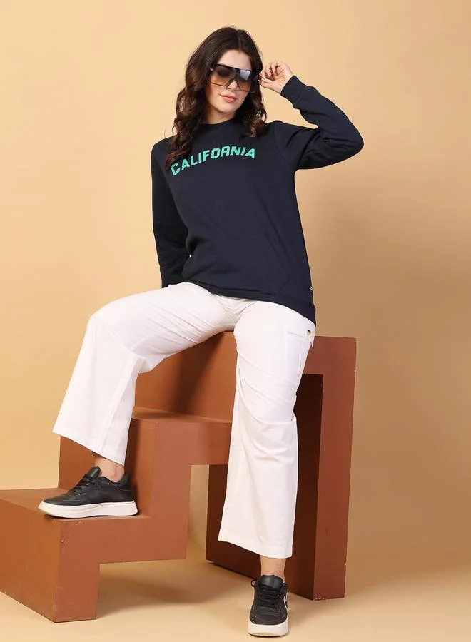 تايك تو سويت شيرت فليس قصة واسعة كحلي