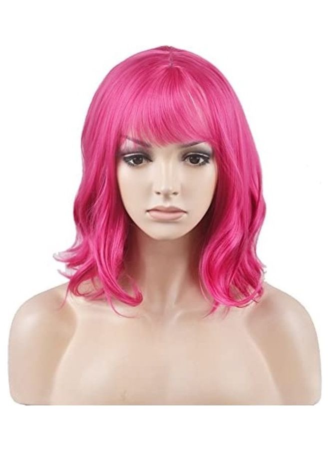 BERON Short Curly Charming Synthetic Wig Pink 14inch