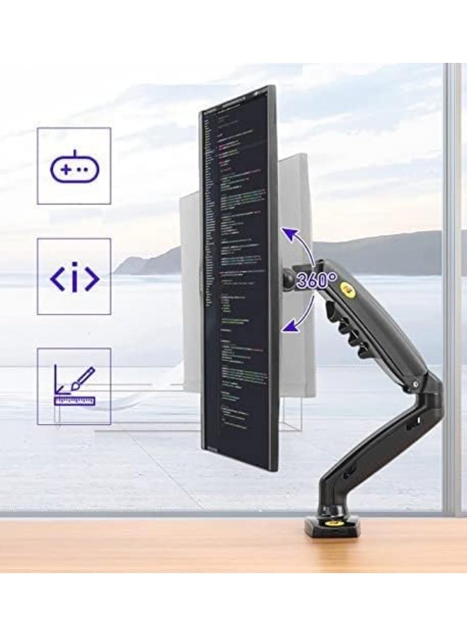 Desktop monitor stand with full swivel arm for 17" to 30" computers, weighing 4.4 lbs to 14.3 lbs, black. - Image 2