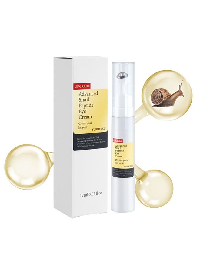 YURHERSU قم بترقية كريم العين المتقدم ببتيد الحلزون - كريم العين المضاد للتجاعيد للهالات السوداء والانتفاخ يقلل من الخطوط الدقيقة ، مع  التدليك لتسريع الامتصاص وتعزيز الدورة الدموية حول العينين - Image 2