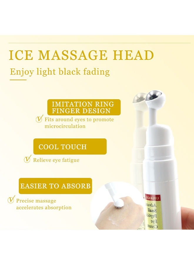 YURHERSU قم بترقية كريم العين المتقدم ببتيد الحلزون - كريم العين المضاد للتجاعيد للهالات السوداء والانتفاخ يقلل من الخطوط الدقيقة ، مع  التدليك لتسريع الامتصاص وتعزيز الدورة الدموية حول العينين - Image 5