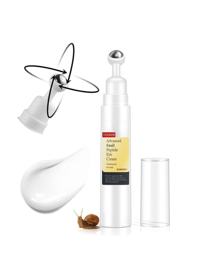 YURHERSU قم بترقية كريم العين المتقدم ببتيد الحلزون - كريم العين المضاد للتجاعيد للهالات السوداء والانتفاخ يقلل من الخطوط الدقيقة ، مع  التدليك لتسريع الامتصاص وتعزيز الدورة الدموية حول العينين - Image 1