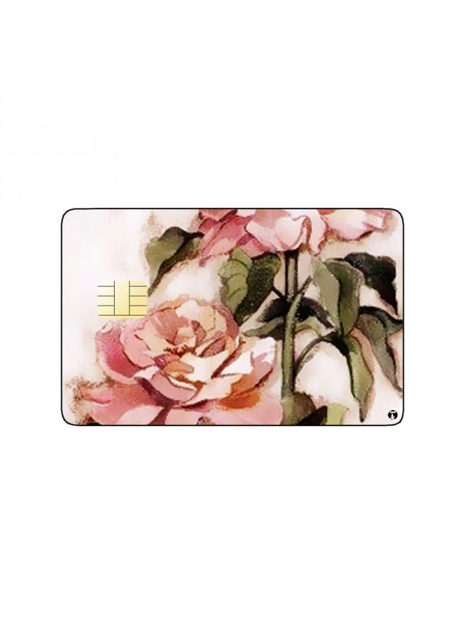 RKN PRINTED BANK CARD STICKER Beautiful Pink Flowers Drawing - Image 1
