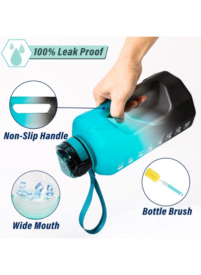 DEXO 2.2L Water Bottle with Handle & Straw, 74oz Big Sports Jug, BPA-Free Leakproof Motivational Drinking Bottle for Gym, Yoga, Outdoor, Camping – Green Black Gradient - Image 5