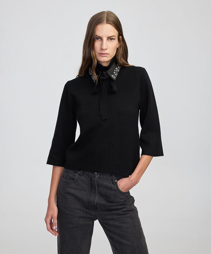 Ipekyol Removable Collar Knit Top - Image 1