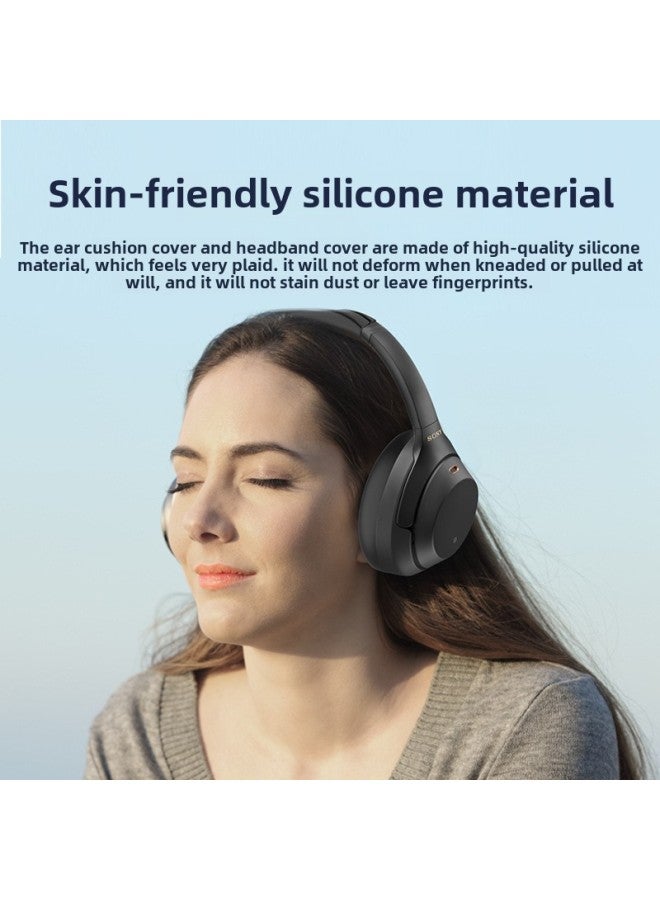 Suitable For Sony Sony WH-1000 XM4 Headphone Protective Case Silicone Case Anti-fall And Dustproof Headphone Case-Color:Pair Of Dark Blue Caps-Model:Sony Sony WH-1000 XM4  - Image 3