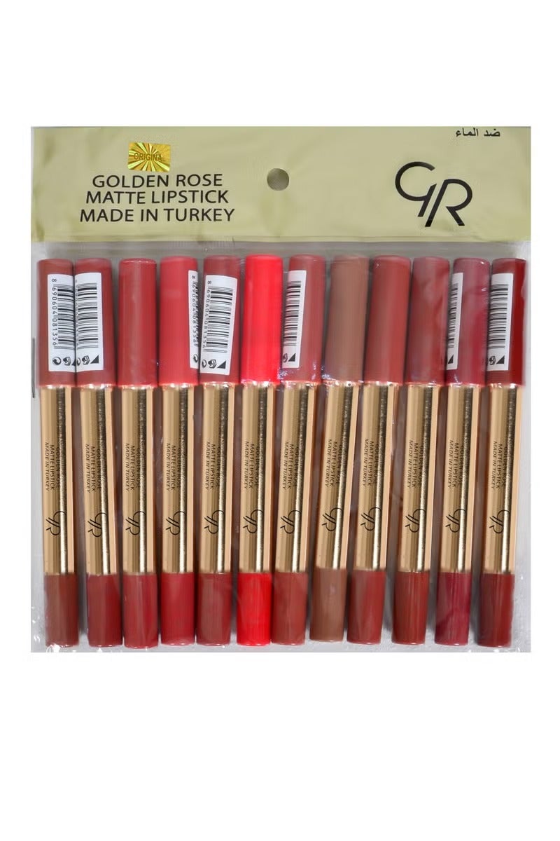 Golden Rose Matte Lipstick Pencil Set original – 12 Pieces