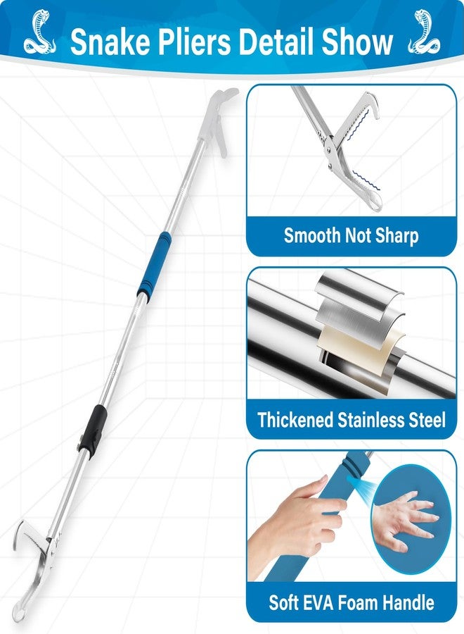 Frebuta Snake Grabber Tool for Rattlesnake, 69" Snake Tongs Grabber Heavy Duty Professional Folding Snake Feeding Tongs Wide Jaw Snake Handling Tool Long Hndle Stainless Steel Tube Sponge Handle - Image 5