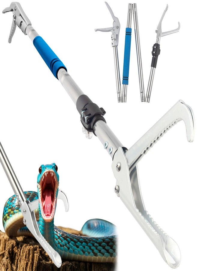 Frebuta Snake Grabber Tool for Rattlesnake, 69" Snake Tongs Grabber Heavy Duty Professional Folding Snake Feeding Tongs Wide Jaw Snake Handling Tool Long Hndle Stainless Steel Tube Sponge Handle - Image 1