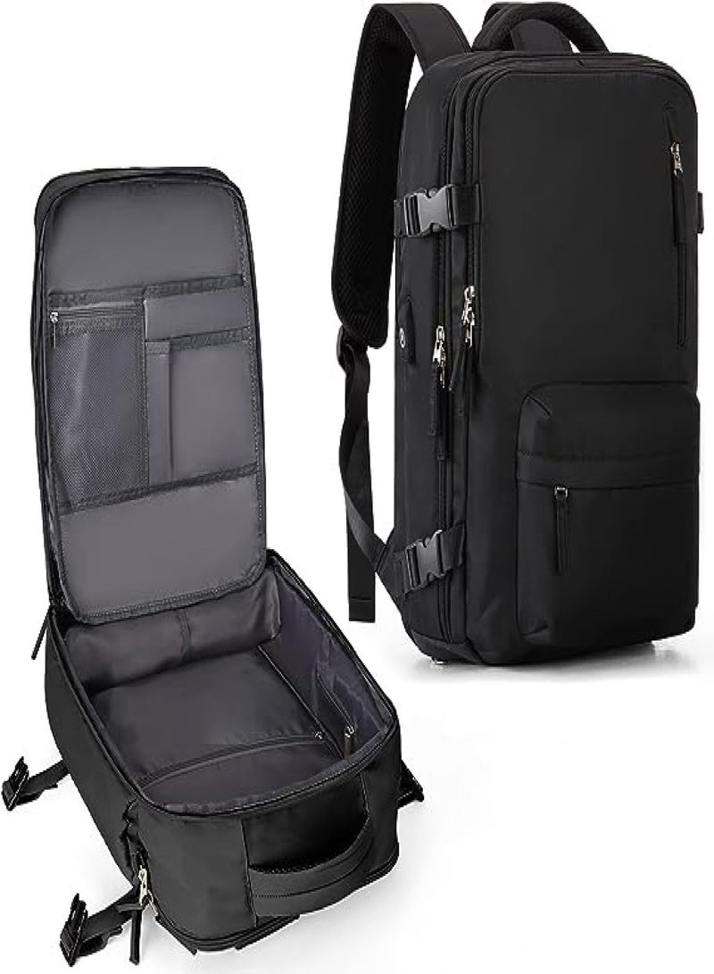 Large female travel backpack, hand luggage, waterproof backpack for hiking and outdoor sports, school backpack, A - Black - Image 1