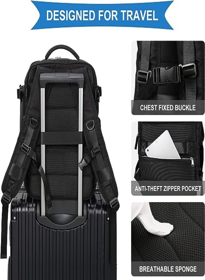 Large female travel backpack, hand luggage, waterproof backpack for hiking and outdoor sports, school backpack, A - Black - Image 4