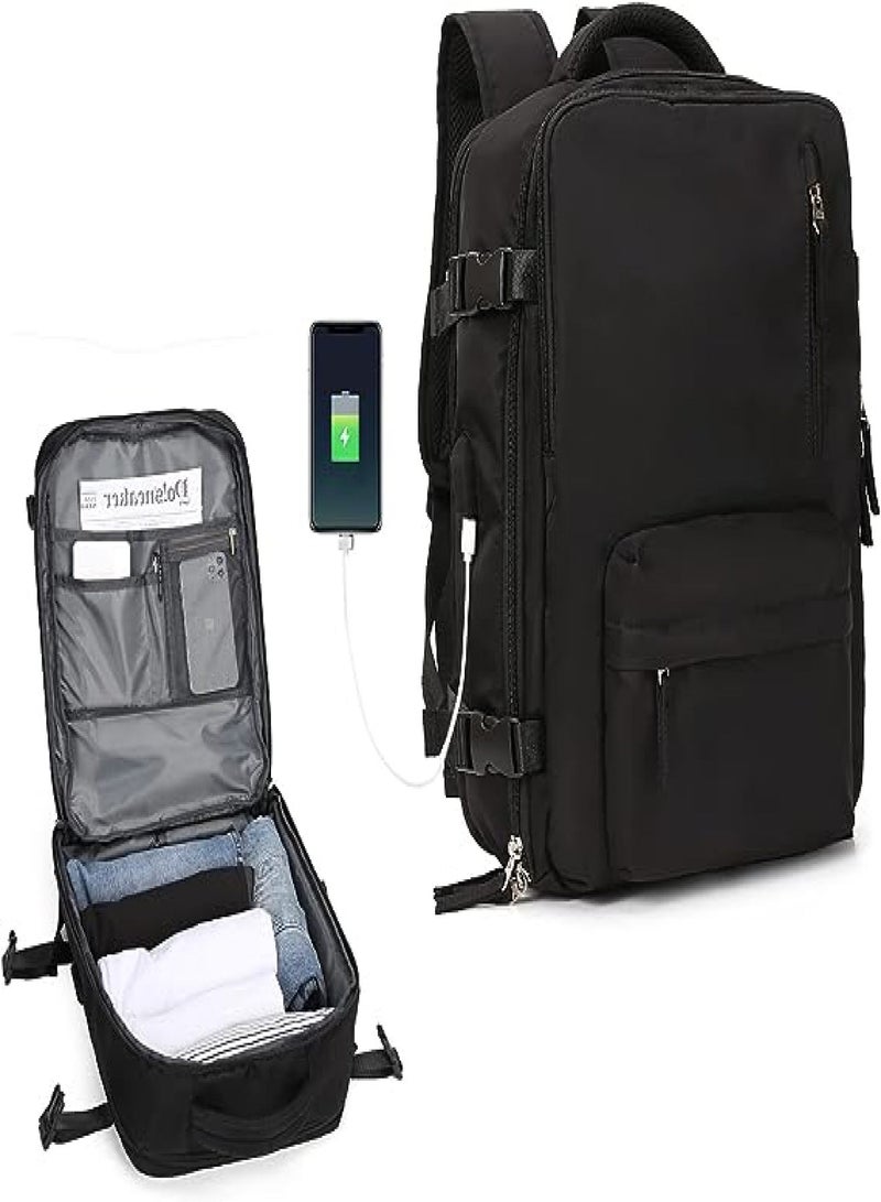 Large female travel backpack, hand luggage, waterproof backpack for hiking and outdoor sports, school backpack, A - Black - Image 2