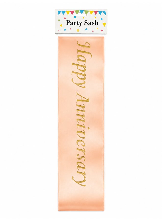 Peach Happy Anniversary Party Sash, Anniversary Celebration Sash for Couples, Wedding Anniversary Party Accessory and Photo Prop - Image 1