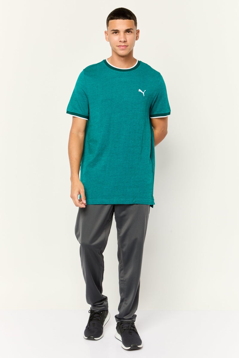 PUMA تي شيرتات خارجية للرجال بقصة ضيقة بأكمام قصيرة، أخضر مائل إلى الأزرق - Image 3