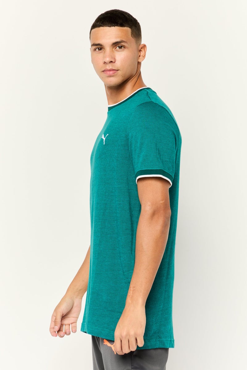 PUMA تي شيرتات خارجية للرجال بقصة ضيقة بأكمام قصيرة، أخضر مائل إلى الأزرق - Image 4