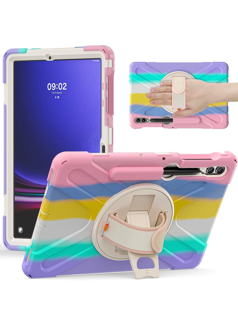 Rock Pow Case for Samsung Galaxy Tab S10 Plus 12.4 Inch 2024/Tab S9 Plus 12.4 2023/S9 FE Plus 12.4 2023/S8 Plus 2022/ S7 FE 2021/ S7 Plus 2020 Case with S Pen Holder Heavy Duty Shockproof Protective Cover with Hand Strap S-Pen Holder/Handle/Rotating Kickstand - Image 1