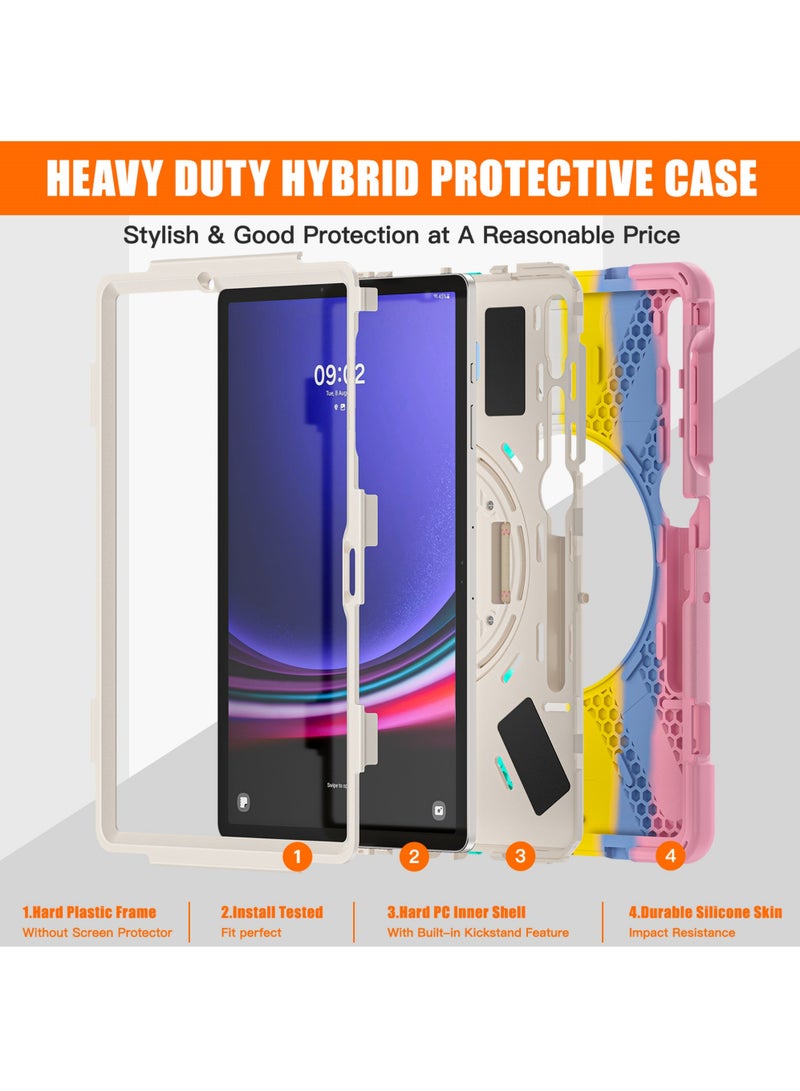 Rock Pow Case for Samsung Galaxy Tab S10 Plus 12.4 Inch 2024/Tab S9 Plus 12.4 2023/S9 FE Plus 12.4 2023/S8 Plus 2022/ S7 FE 2021/ S7 Plus 2020 Case with S Pen Holder Heavy Duty Shockproof Protective Cover with Hand Strap S-Pen Holder/Handle/Rotating Kickstand - Image 3