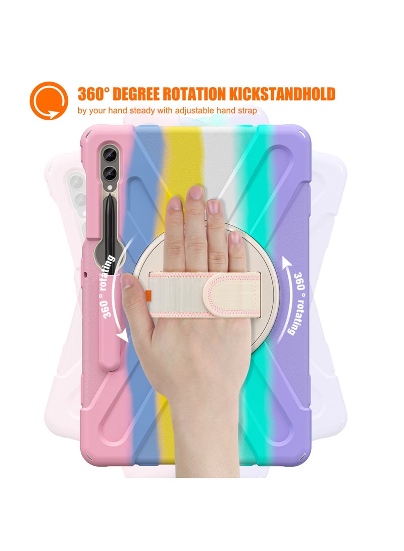 Rock Pow Case for Samsung Galaxy Tab S10 Plus 12.4 Inch 2024/Tab S9 Plus 12.4 2023/S9 FE Plus 12.4 2023/S8 Plus 2022/ S7 FE 2021/ S7 Plus 2020 Case with S Pen Holder Heavy Duty Shockproof Protective Cover with Hand Strap S-Pen Holder/Handle/Rotating Kickstand - Image 4
