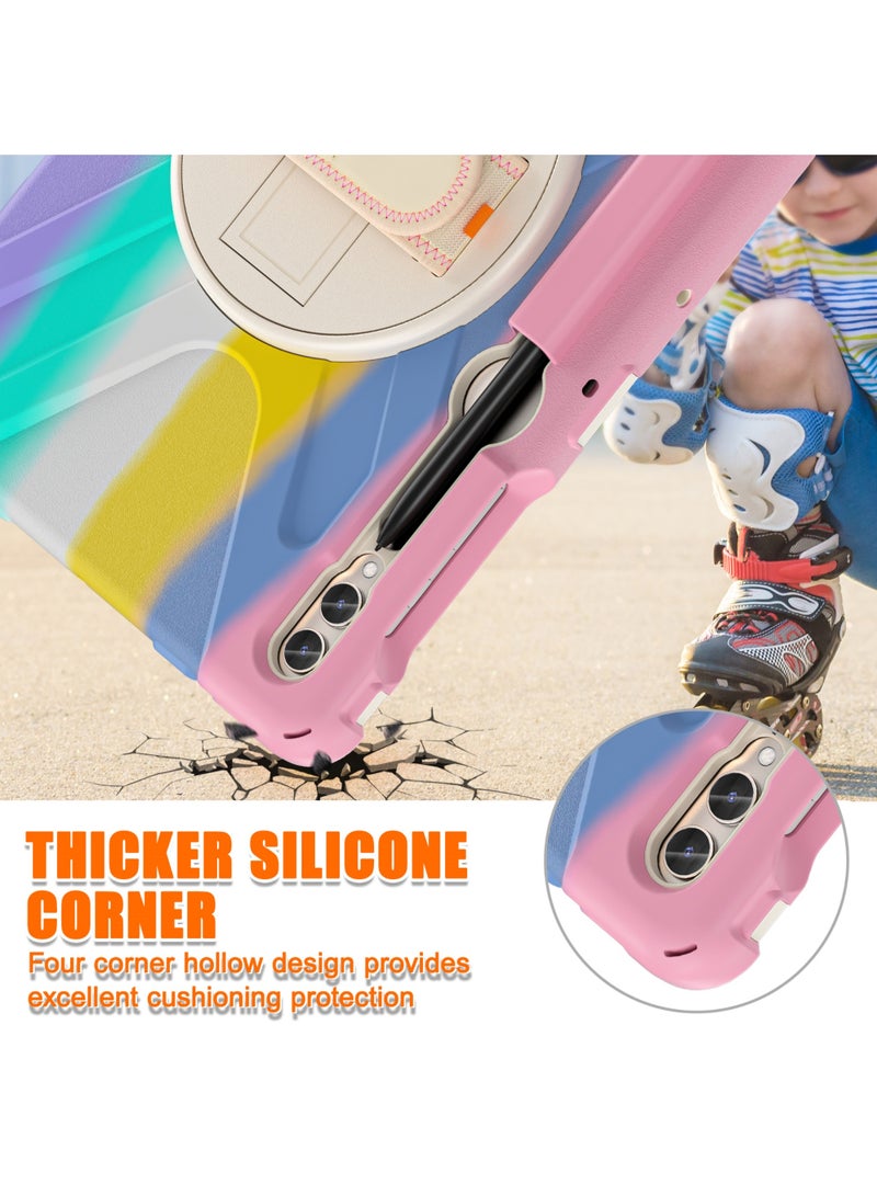 Rock Pow Case for Samsung Galaxy Tab S10 Plus 12.4 Inch 2024/Tab S9 Plus 12.4 2023/S9 FE Plus 12.4 2023/S8 Plus 2022/ S7 FE 2021/ S7 Plus 2020 Case with S Pen Holder Heavy Duty Shockproof Protective Cover with Hand Strap S-Pen Holder/Handle/Rotating Kickstand - Image 5