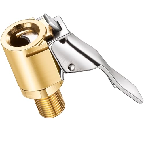 LUMITECO Brass Locking Tire Air Chuck, Tire Inflator Hose Adapter for Twist On Connection Convert to Lock On, No Air Leakage Air Compressor Pump Clip On Tire Chucks, Tire Nozzle with Tire Valve Thread - Image 1