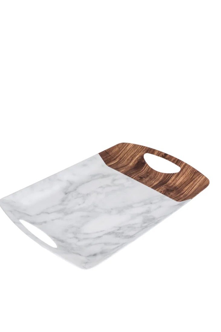 السيف غاليري طوفرية تقديم ميلامين و خشبي السيف غاليري، 18.5 سم، مستطيل - أبيض - Image 2